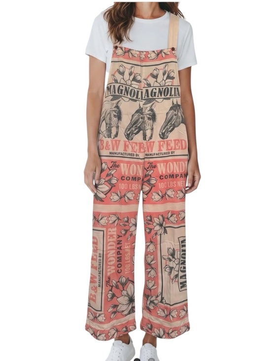 Vintage Sack Pants - Vintage Style Feed Sack Horse Overalls | Magnolia B&W Feed Wide Leg Jumpsuit One